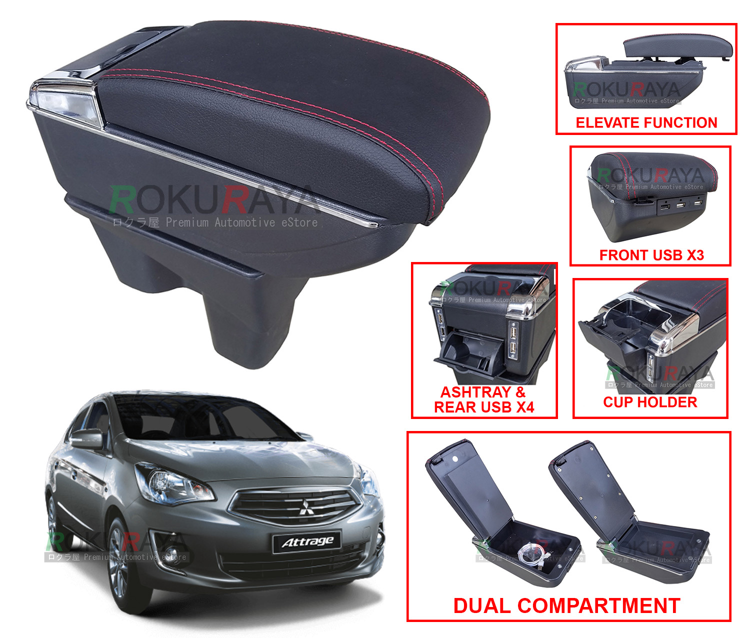 Mitsubishi Attrage Custom Fit Multi Purpose USB Chrome 